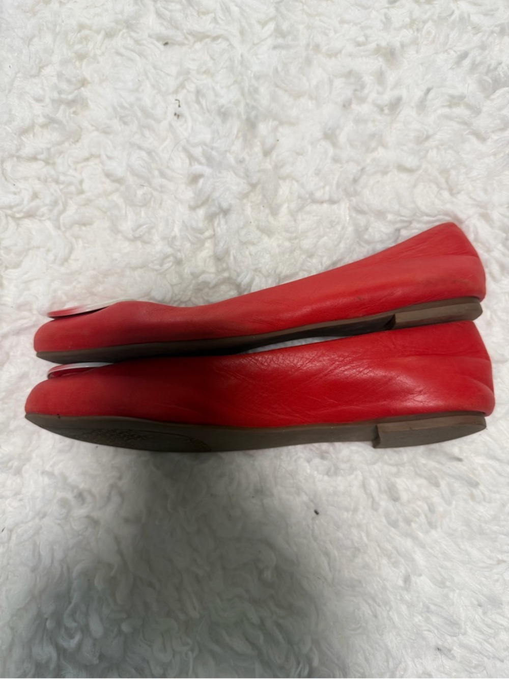 Tory Burch Red Leather Logo Ballet Flats - Picture 3 of 5
